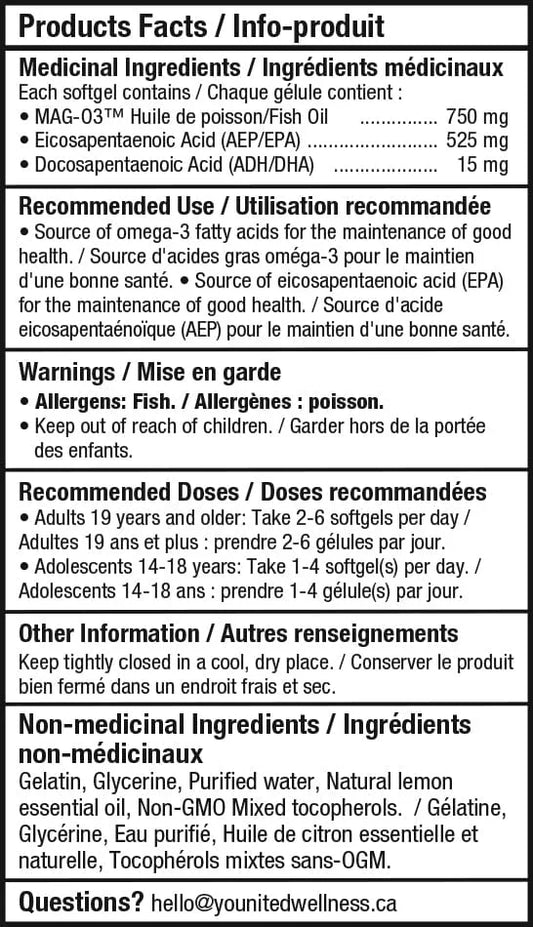 Huile de poisson quotidienne en oméga-3 EPA élevée en MAG-O3 (sous forme de monoglycérides)
